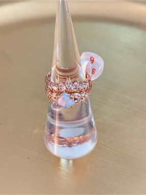 Destashing BP Rose Gold Opal Crown Ring with Cubic Zirconia Accents